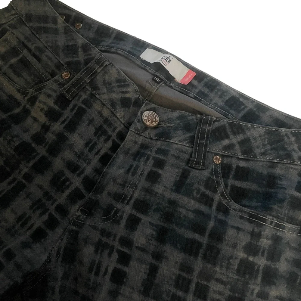 CABI 8‎ Geo Pattern Pants Blue Skinny Cotton Blend Pockets